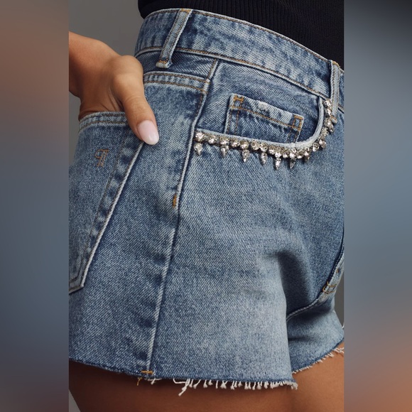 Anthropologie Embellished Pilcro Lover Denim Shorts - Picture 5 of 5